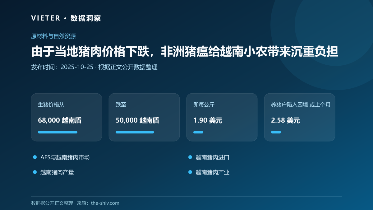 由于当地猪肉价格下跌,非洲猪瘟给越南小农带来沉重负担