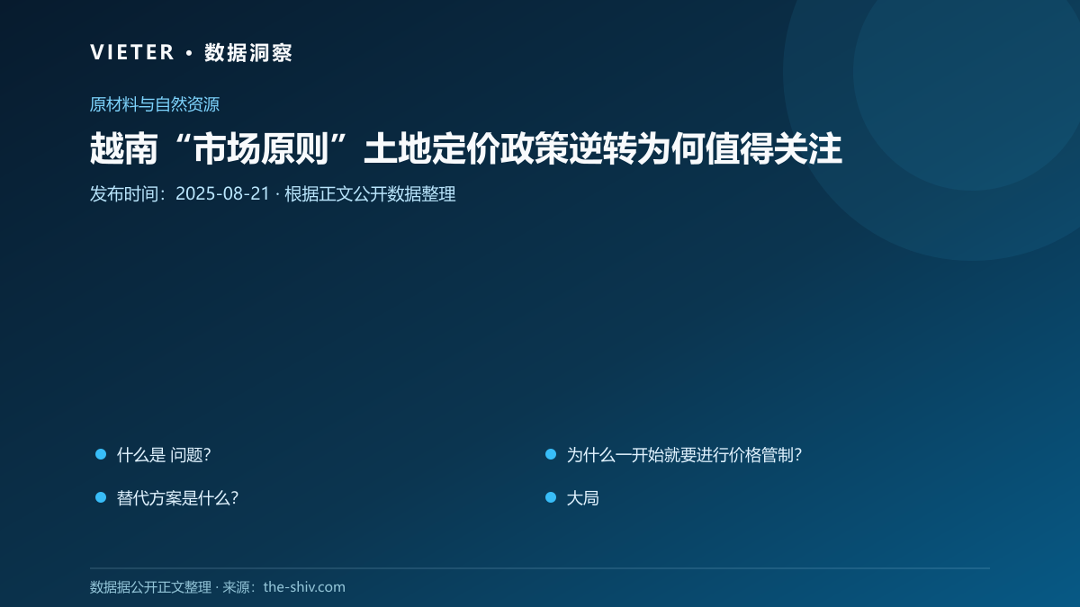 越南“市场原则”土地定价政策逆转为何值得关注