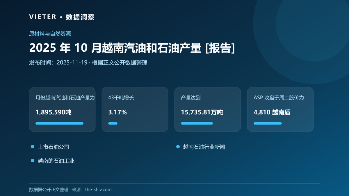 2025 年 10 月越南汽油和石油产量 [报告]