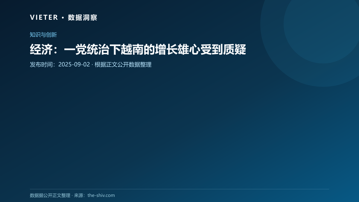 经济:一党统治下越南的增长雄心受到质疑