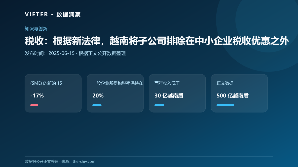 税收:根据新法律,越南将子公司排除在中小企业税收优惠之外