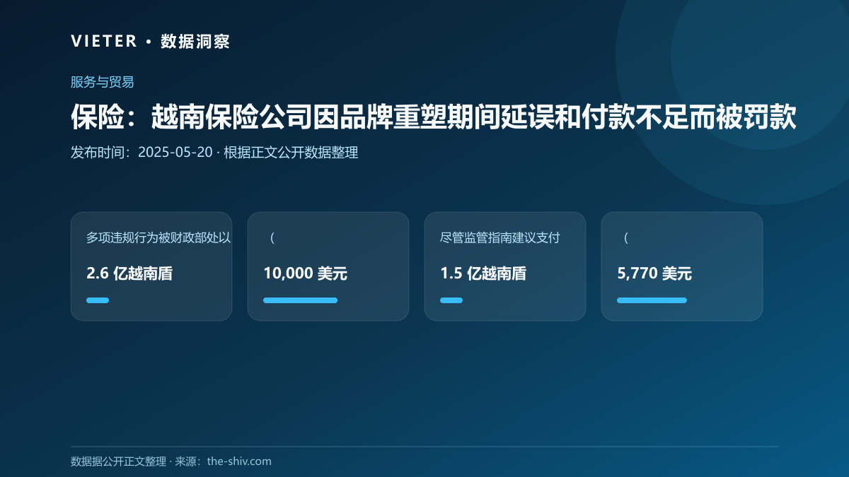 保险:越南保险公司因品牌重塑期间延误和付款不足而被罚款