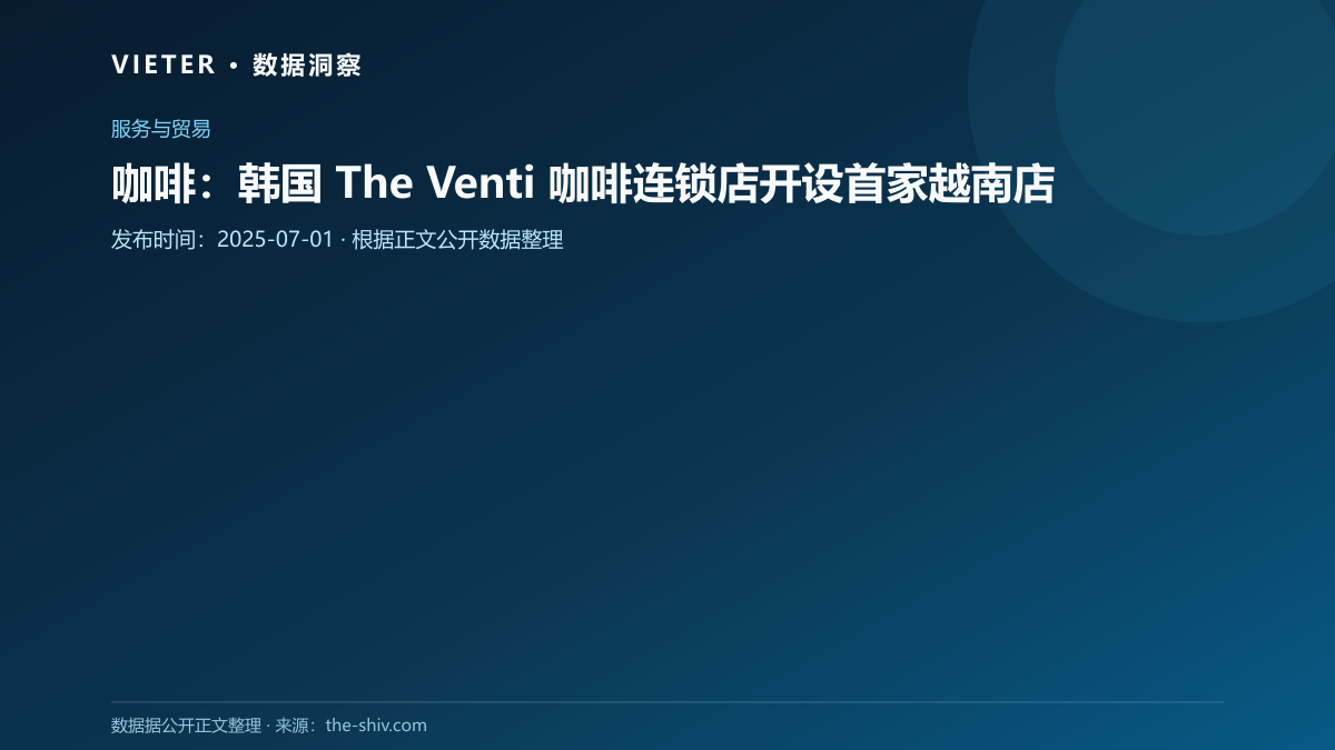 咖啡:韩国 The Venti 咖啡连锁店开设首家越南店