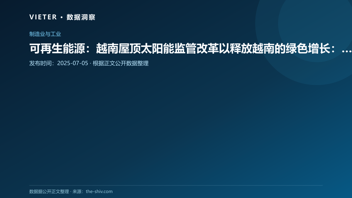 可再生能源:越南屋顶太阳能监管改革以释放越南的绿色增长:YKVN 的 Mazur