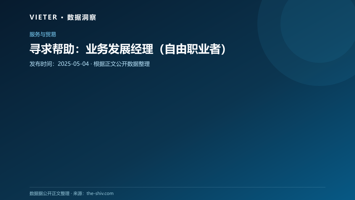寻求帮助:业务发展经理(自由职业者)数据图表