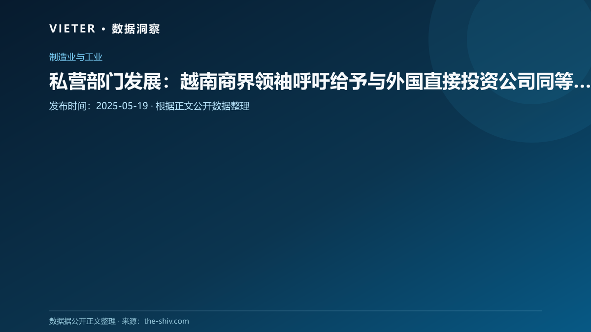 私营部门发展:越南商界领袖呼吁给予与外国直接投资公司同等的待遇