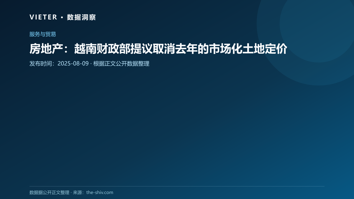 房地产:越南财政部提议取消去年的市场化土地定价
