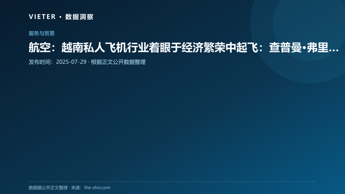 航空:越南私人飞机行业着眼于经济繁荣中起飞:查普曼·弗里伯恩(Chapman Freeborn)执行官