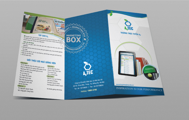 Thiết kế tờ gấp 3 brochure giáo dục đào tạo trường A0TECH