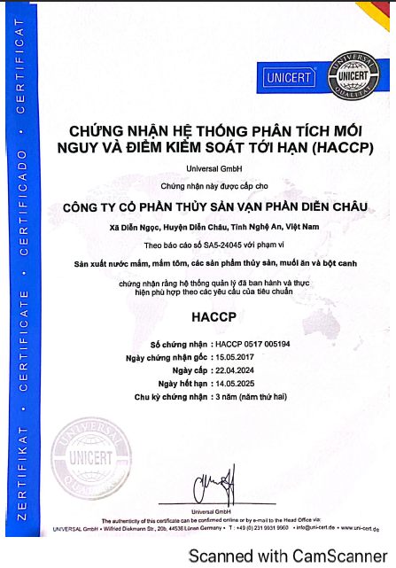 Chứng chỉ HACCP