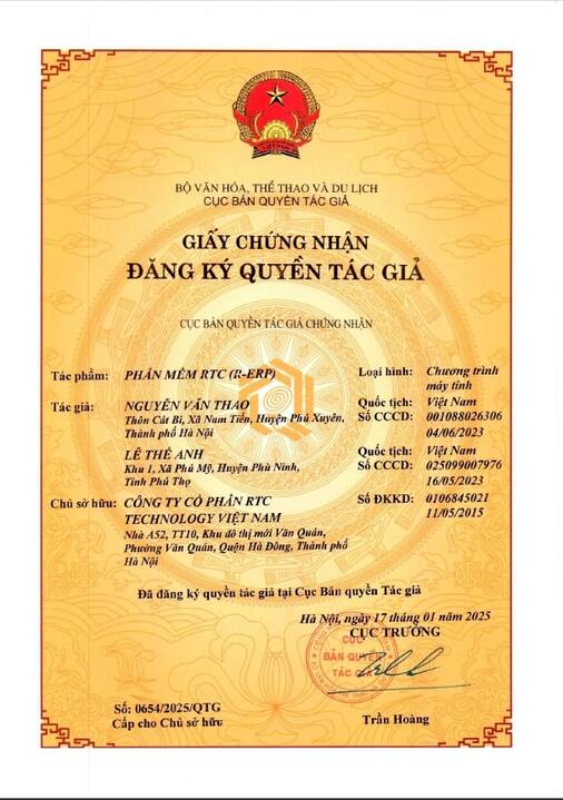 Chứng nhận bản quyền tác giả