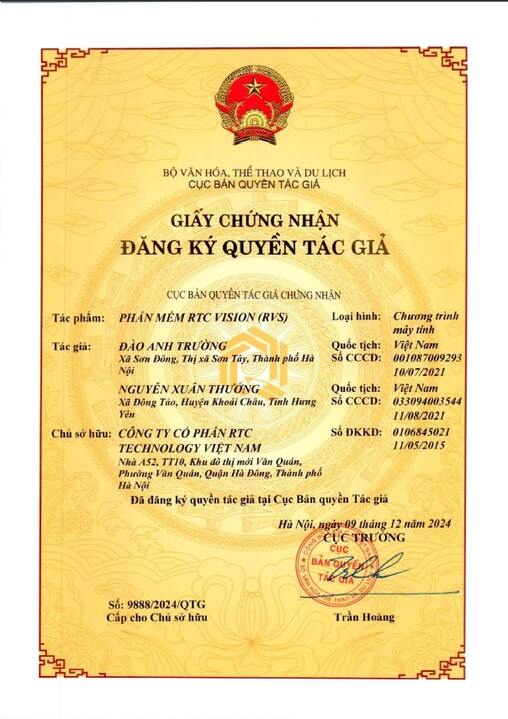 Chứng nhận bản quyền tác giả