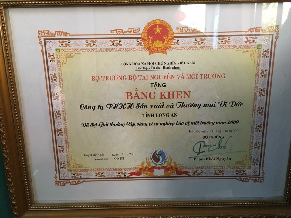 Cúp vàng vì sự nghiệp bảo vệ môi trường năm 2009