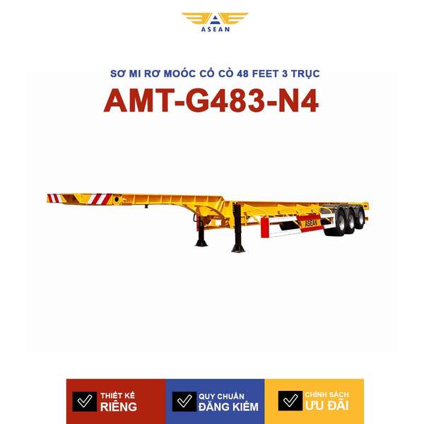 Sơ mi rơ moóc cổ cò 48 feet 3 trục, thắng đĩa, ABS, giàn treo hơi