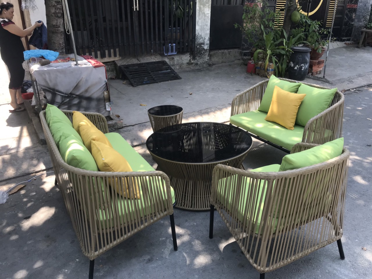 Bàn ghế nhựa giả mây