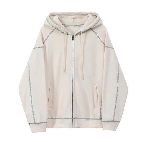 Áo Hoodies dây kéo vải da cá chạy viền chỉ