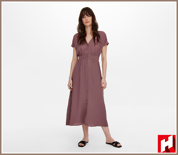 Váy midi cổ chữ V