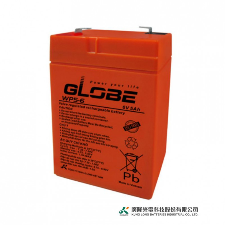 Ắc quy kín khí (VRLA AGM) GLOBE 6V-5AH (20HR)