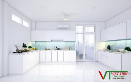 Tủ bếp Acrylic màu trắng