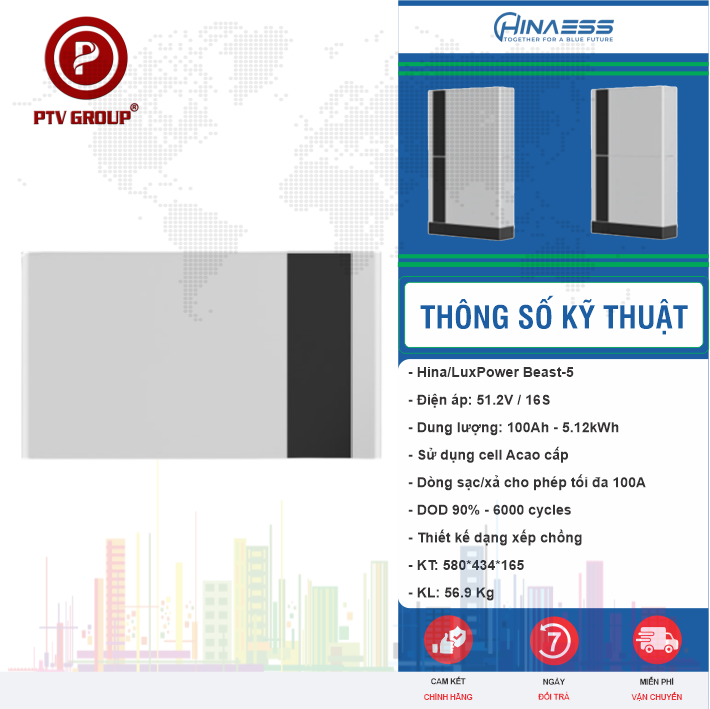 Pin lithium Beast-5 51.2V100Ah