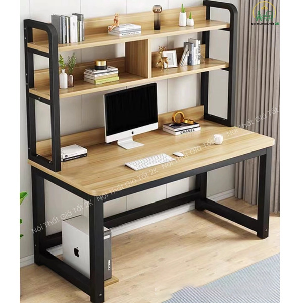 Bàn học chân sắt kèm giá sách BH005