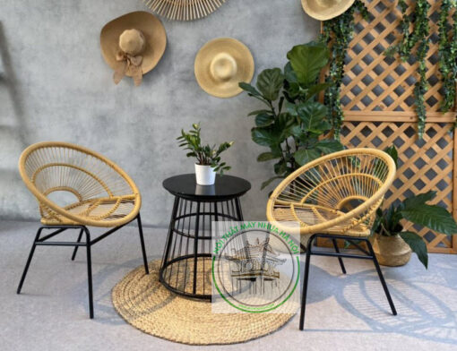 Bàn ghế ban công mây nhựa HN62