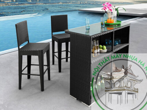 Bàn ghế quầy bar mây nhựa BA3
