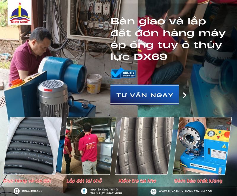 Bàn giao lắp đặt đơn hàng máy ép ống tuy ô thủy lực DX69