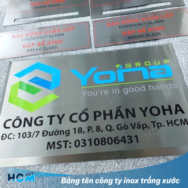 Bảng tên công ty inox tráng xước