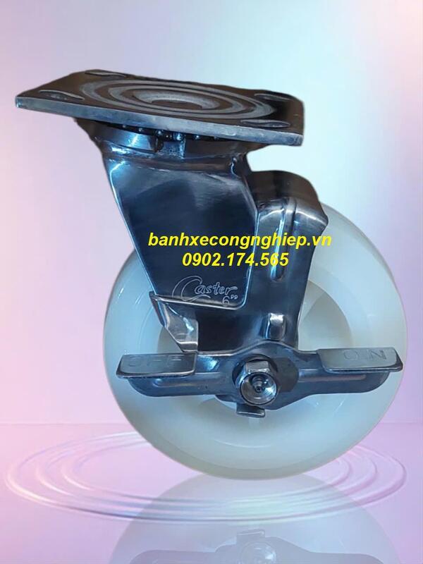 Bánh xe PA càng inox 304 xoay khóa hông tải nặng Caster Serie 4