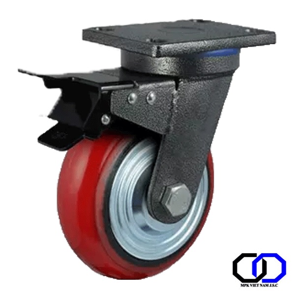 Bánh xe PU xoay khóa chịu tải trọng phi 200