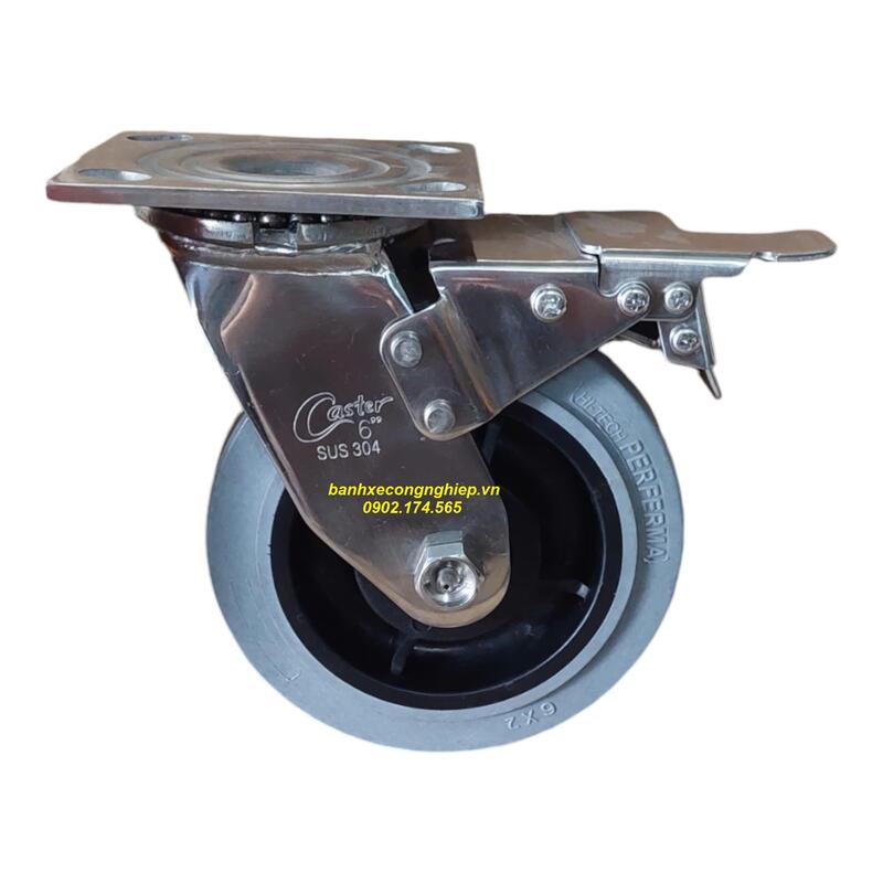 Bánh xe cao su chống tĩnh điện Hi-tech Perferma càng inox 304