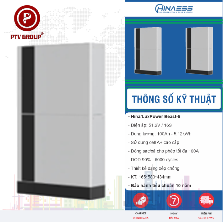 Pin Beast-5 51.2V100AH 5Kwh
