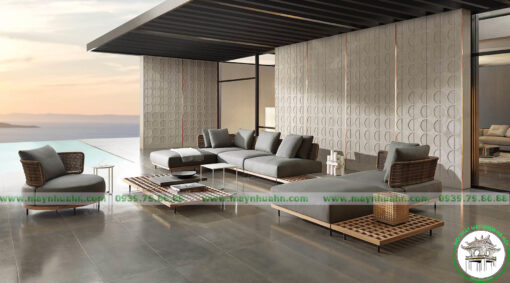 Bộ sofa mây nhựa khung gỗ Teak E168