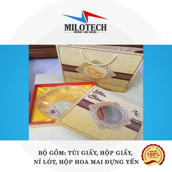 Bộ túi giấy, hộp giấy, nỉ lót, hộp hoa mai đựng yến