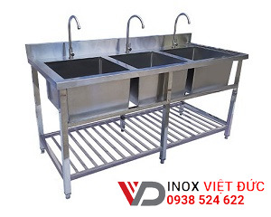 Bồn rửa chén inox 3 ngăn lớn