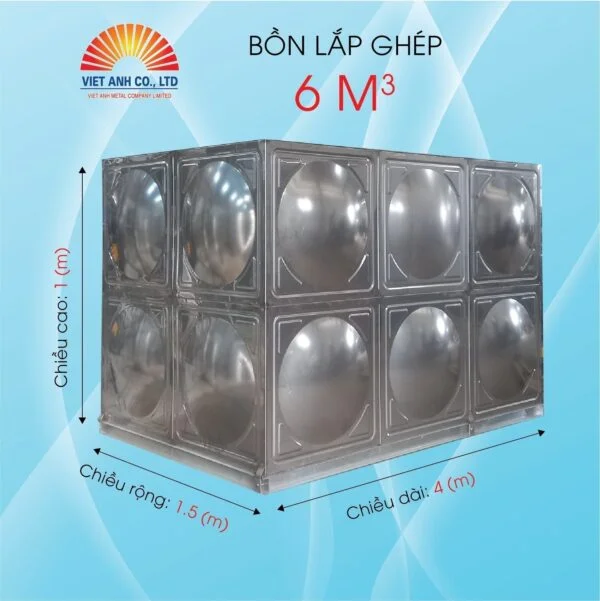 Bồn lắp ghép inox Việt Anh 6m3