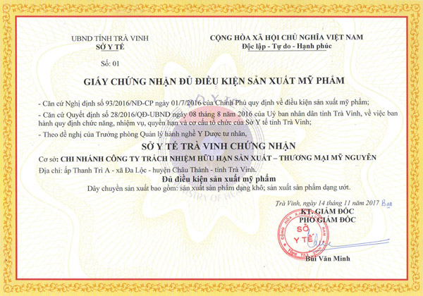 Chứng nhận đủ điều kiện sản xuất mỹ phẩm