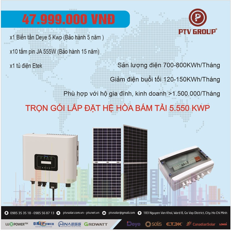 Combo hệ hòa bám tải 5.550 KWP