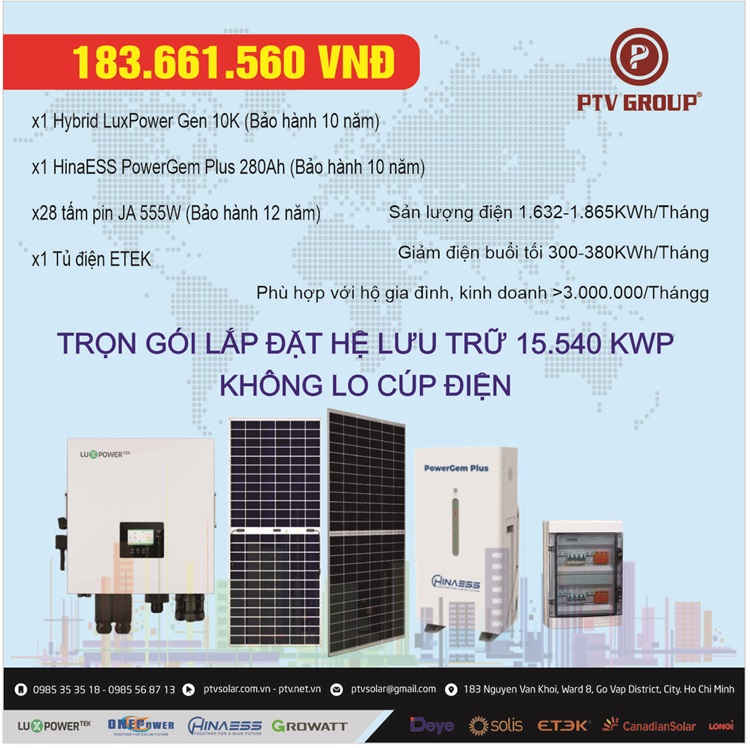 Combo lưu trữ 15.540 KWP