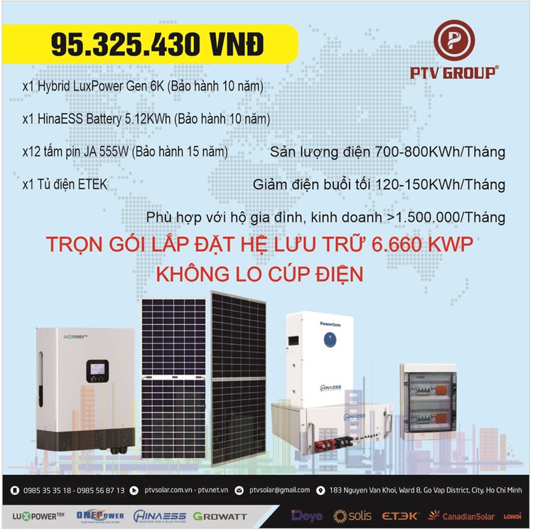 Combo lưu trữ 6.660 KWP