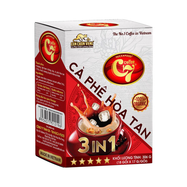 Cà phê hòa tan Con Chồn Vàng C7 3in1 hộp đỏ bạc