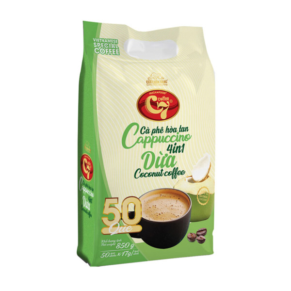 Cà phê hòa tan Con Chồn Vàng C7 4in1 dừa cappuccino túi