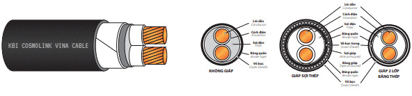 Cáp 2 lõi cách điện XLPE