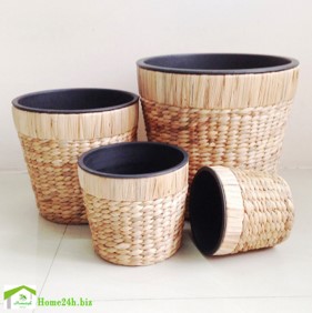 Chậu lục bình tròn đan hạt gạo