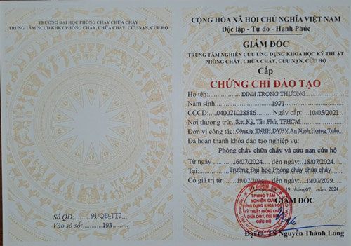 Chứng chỉ đào tạo