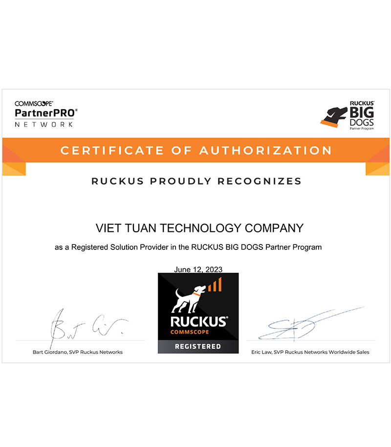 Chứng nhận phân phối Ruckus
