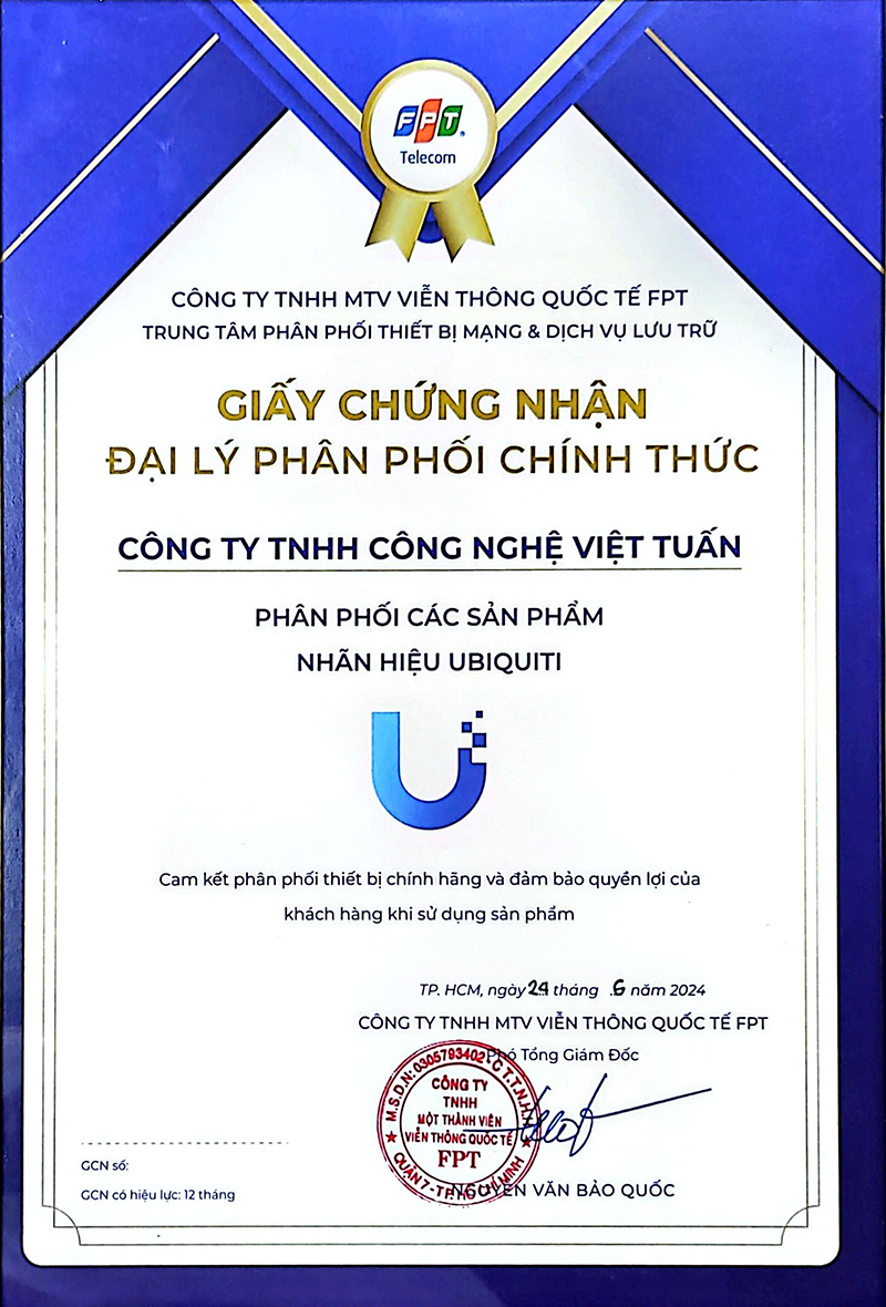 Chứng nhận phân phối Unifi
