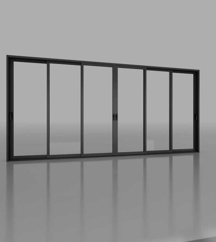 Cửa đi mở trượt 6 cánh 3 ray
