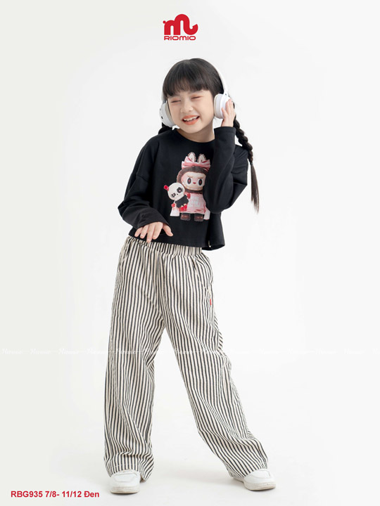 Đồ đi chơi bé gái set croptop quần kẻ Jolie RBG935